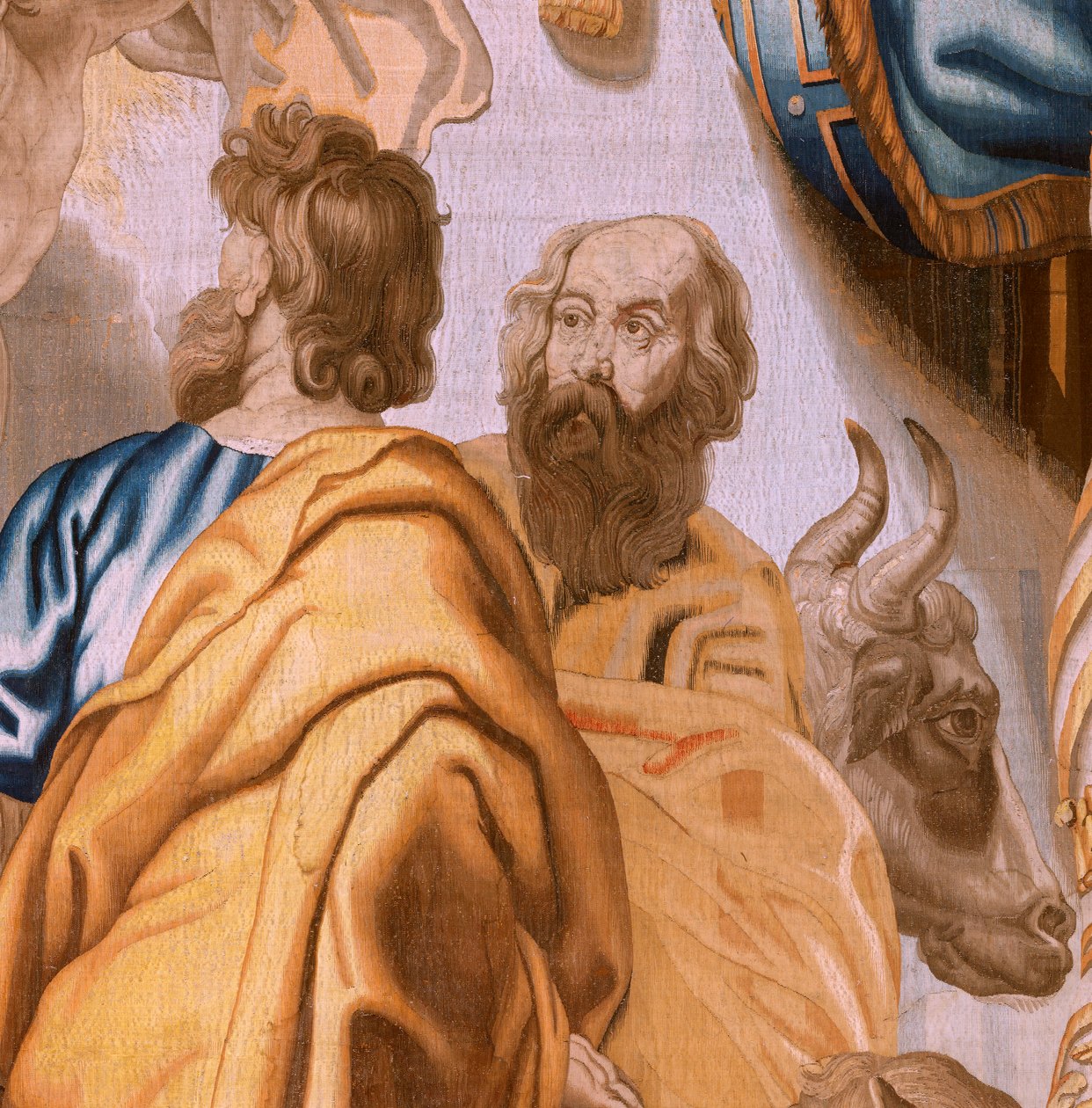 نسيج فلمنكي. سلسلة انتصار القربان المقدس. المبشرون الأربعة (Los cuatro evangelistas). نسيج الحادي عشر في السلسلة. نموذج بيتر بول روبنز. 1626-1628. مصنع جان الثاني رايس ، هانز فيرفورت ، جاك فوبرت ، بروكسل بواسطة المدرسة الفلمنكية