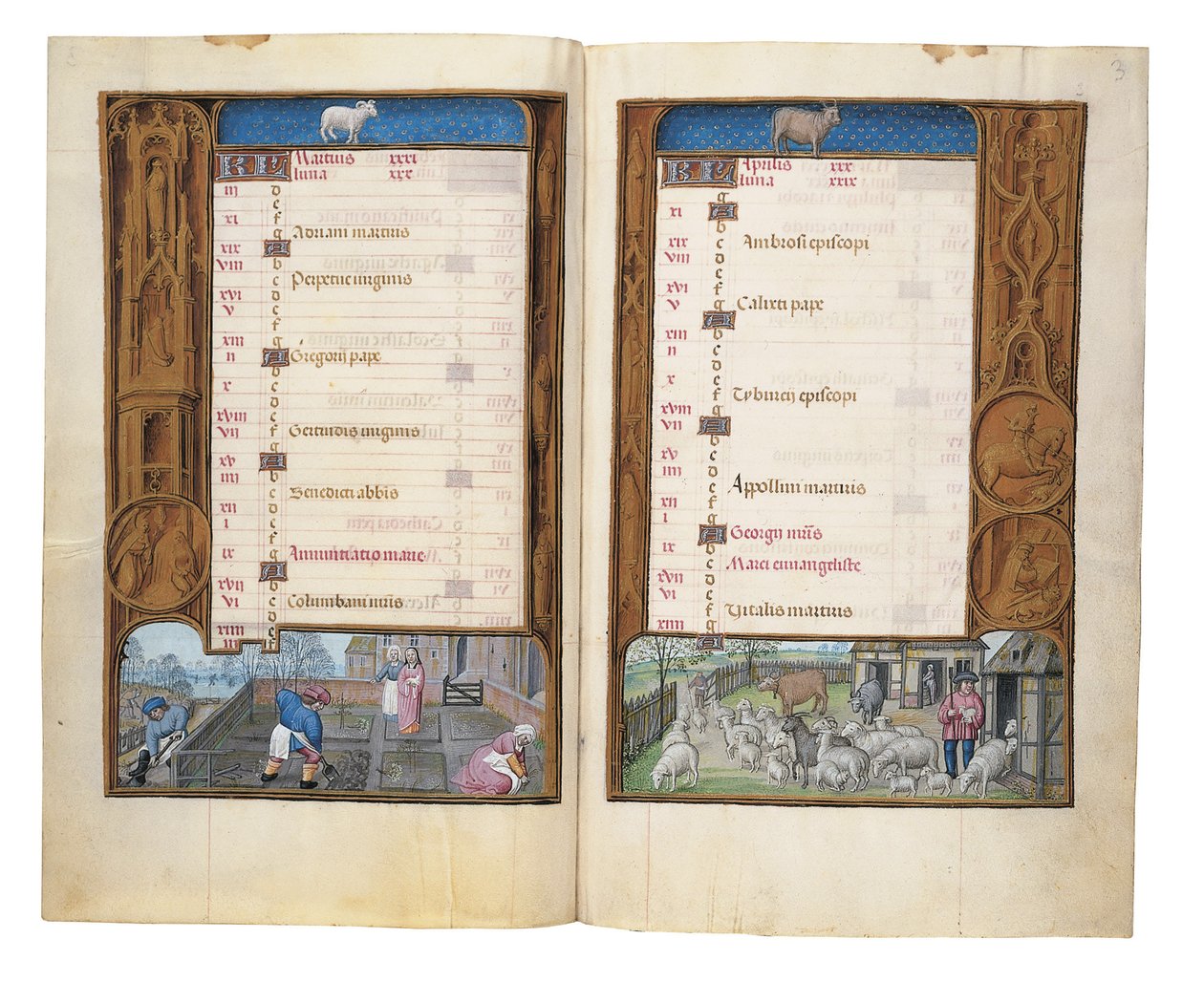 أوراق من كتاب ساعات روتشيلد ، جنت أو بروج ، c.1505 بواسطة المدرسة الفلمنكية
