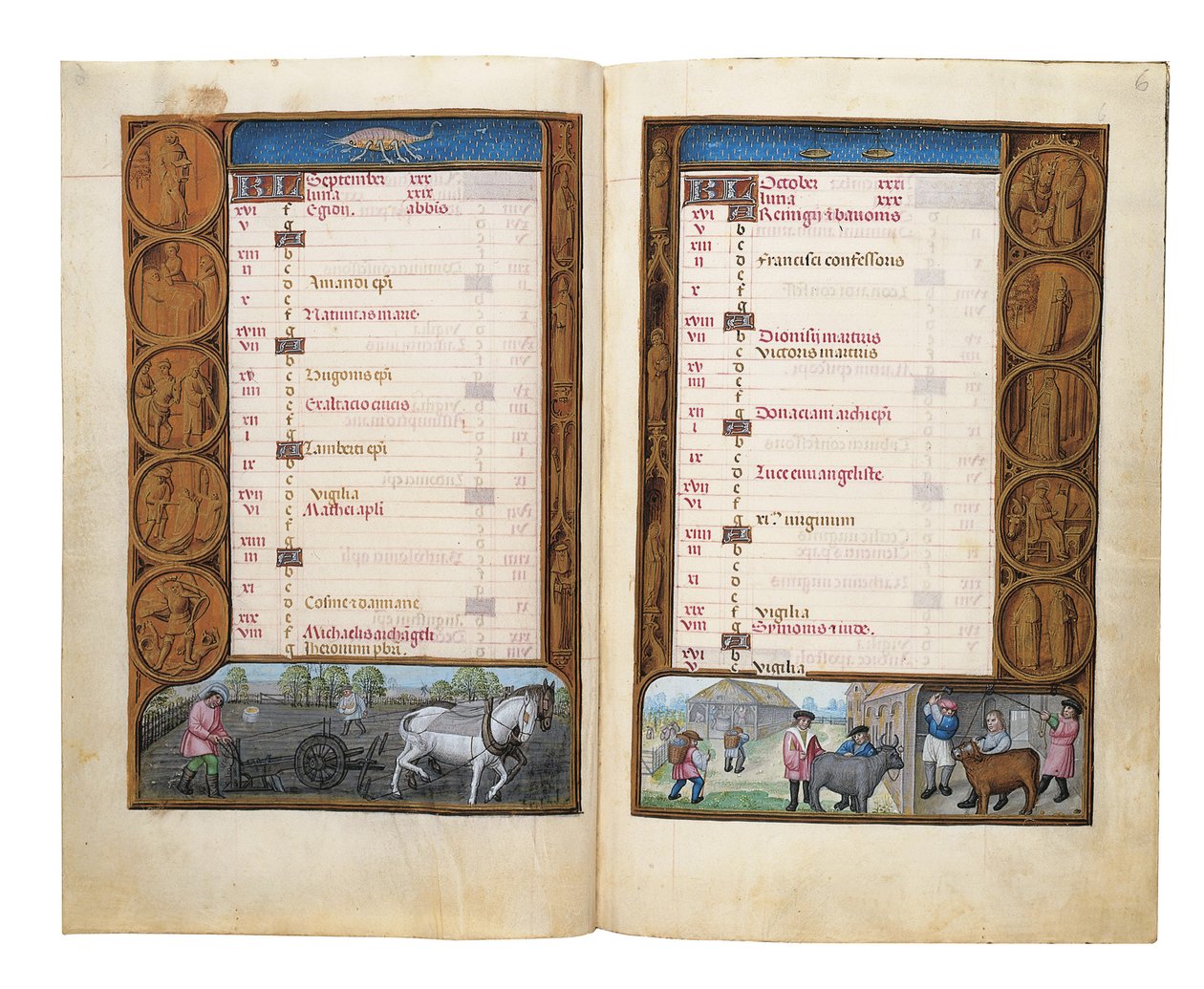 أوراق من كتاب ساعات روتشيلد ، جنت أو بروج ، c.1505 بواسطة المدرسة الفلمنكية