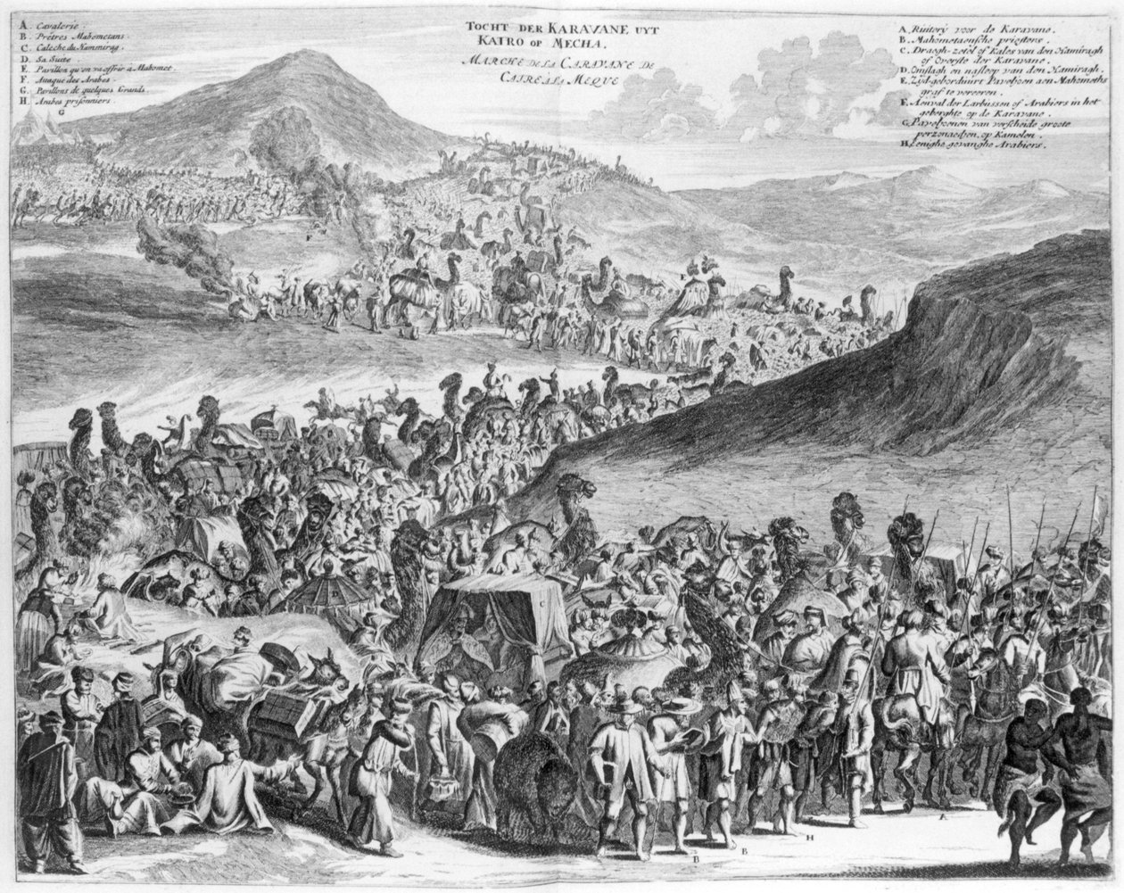 قافلة الحج من القاهرة إلى مكة ، من الوصف de lAfrique بقلم O. Dapper ، 1686 بواسطة المدرسة الفلمنكية