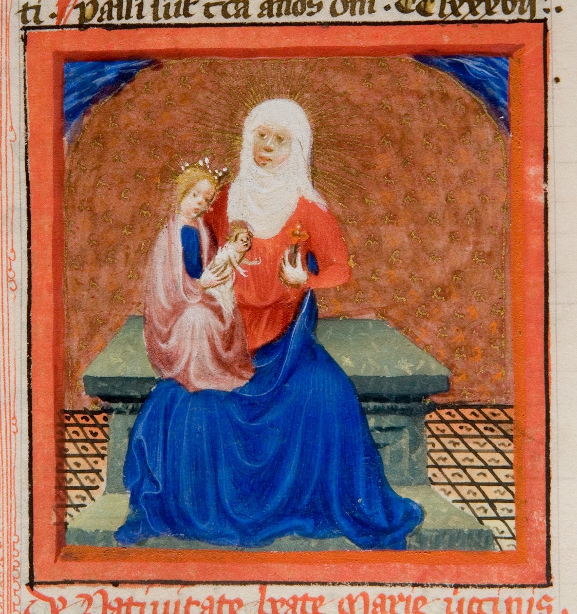 MS GEN 1111، f.169 ميلاد مريم العذراء المباركه ، رسم توضيحي من Legenda Aurea بواسطة Jacobus de Voragine ، c.1405-10 بواسطة المدرسة الفلمنكية