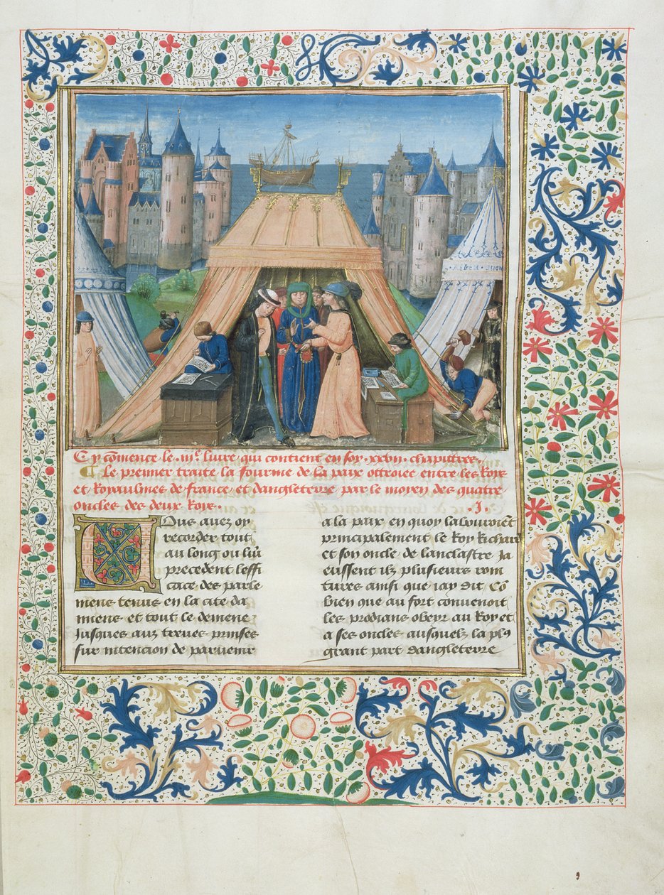 MS W201 f.147 معاهدة السلام من Chroniques dAngleterre (Vol.IV) 1475-80 (درجة الحرارة على الرق) بواسطة المدرسة الفلمنكية