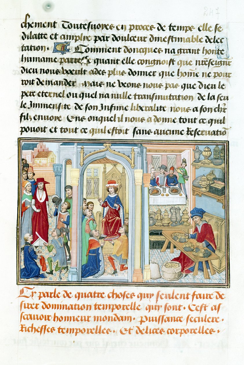 Ms 240 fol. 247 Wordly Things، from Le Miroir dHumilite by Jean de Gerson (1363-1429) 1462 بواسطة المدرسة الفلمنكية