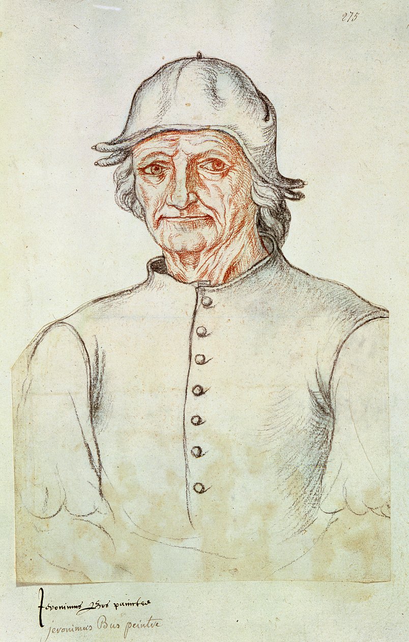 السيدة 266 fol.275 صورة لهيرونيموس بوش (145-1516) من "Recueil d&39;Arras" (فحم وطباشير أحمر على ورق) بواسطة المدرسة الفلمنكية