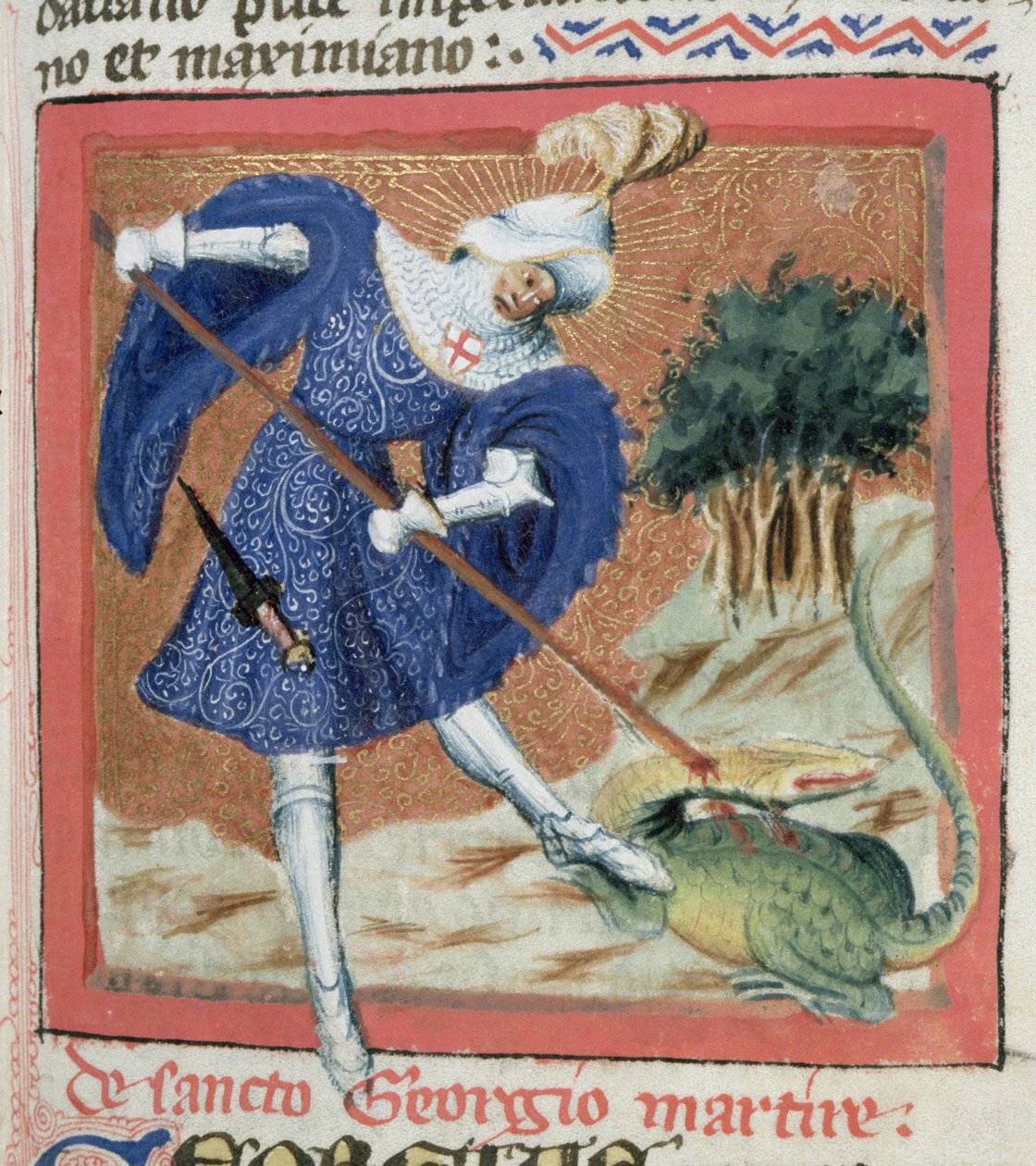 السيدة الجنرال III f.81r سانت جورج والتنين ، من الأسطورة الذهبية بقلم جاكوبس دي فراجين (c.1228-98) بواسطة المدرسة الفلمنكية