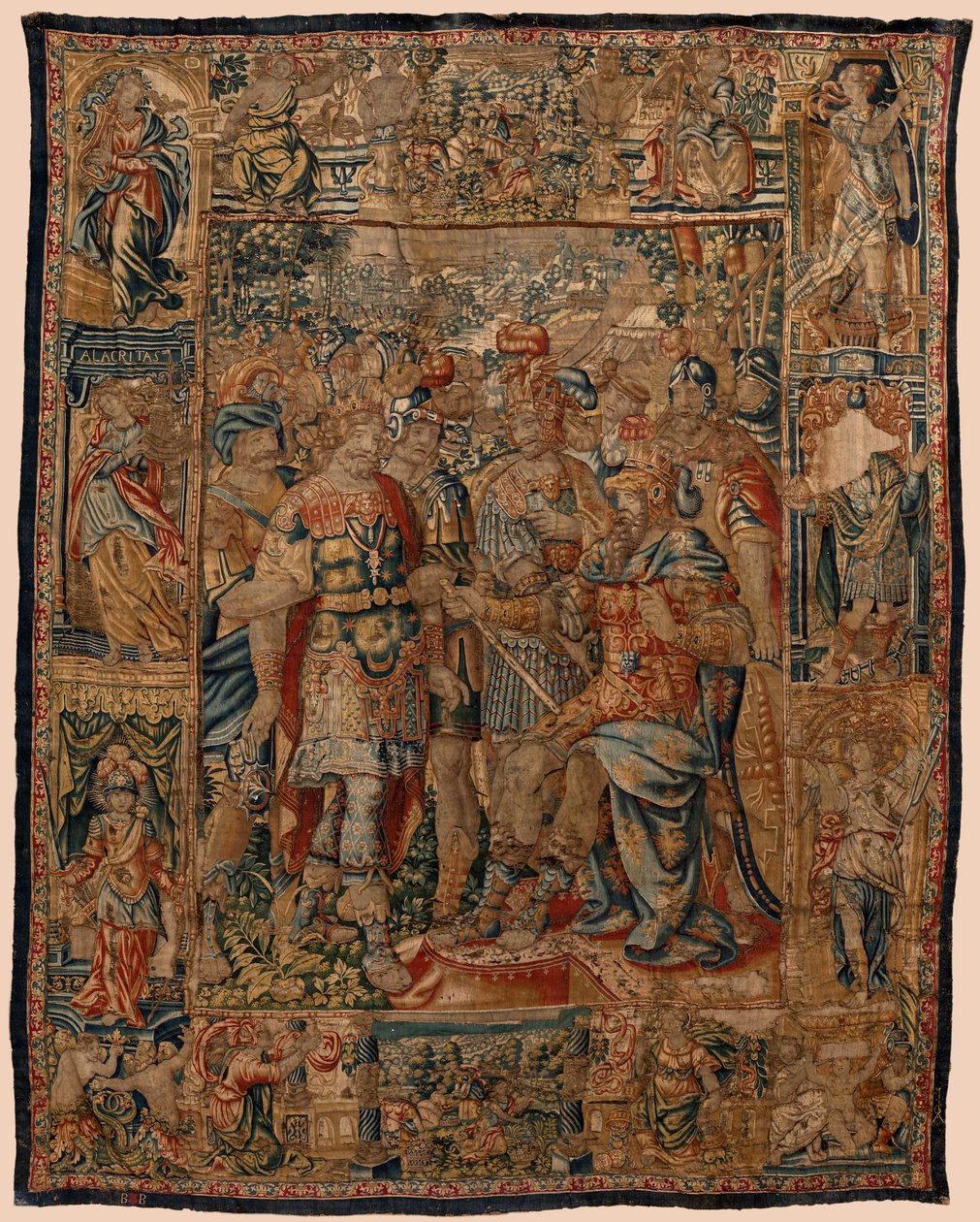 متحف أبرشية المفروشات (Museo Parroquial de Tapices de Pastrana). نسيج فلمنكي. الشاب الإسكندر لأبيه فيليب (El joven Alejandro ante su padre Filipo). بروكسل. القرن السادس عشر. 328x407 سم. بواسطة المدرسة الفلمنكية