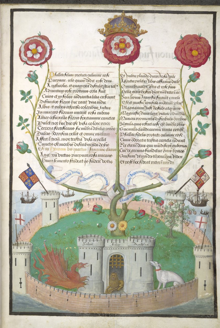 Royal MS 11 E Xl fol.2 آيات برموز تيودور ، حوالي 1516 (رق) بواسطة المدرسة الفلمنكية