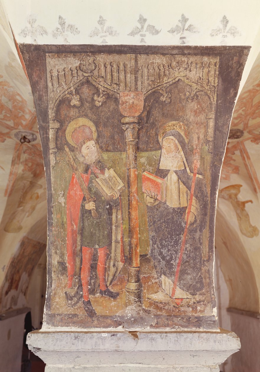 سانت بافو وسانت أمالبيرجا من موبيج ، جدارية من القبو ، c.1480-1540 بواسطة المدرسة الفلمنكية