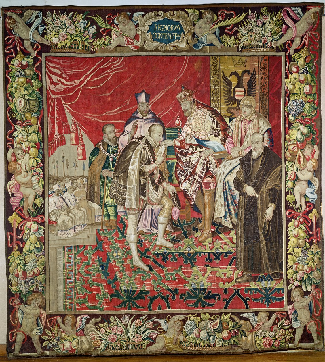 التنازل عن تشارلز الخامس (1500-58) من نسيج تشارلز كوينت ، 1630-40 بواسطة المدرسة الفلمنكية