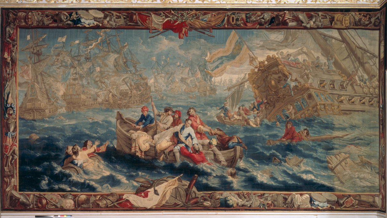معركة لا هوج ، مايو 1692 ، من سلسلة العلوم العسكرية ، ورشة عمل Judocus de Vos ، c.1715-24 بواسطة المدرسة الفلمنكية