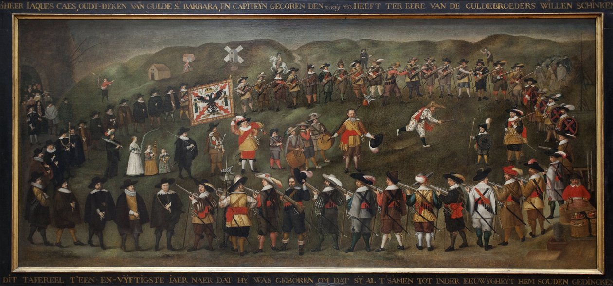 أعضاء مربى القديس باربي في دونكيرك عام 1633. لوحة فلمنكية مجهولة ، زيت على قماش بواسطة المدرسة الفلمنكية