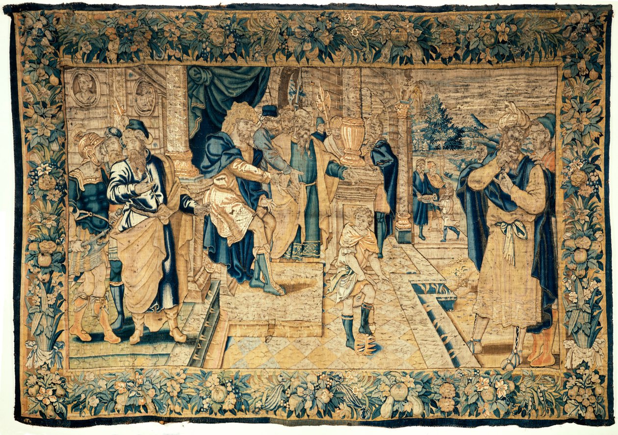مجموعات الجامعة. نسيج فلمنكي. موسى يكسر غراب فرعون. Oudenaarde. 350 × 510 سم. كاليفورنيا 1550. بواسطة المدرسة الفلمنكية
