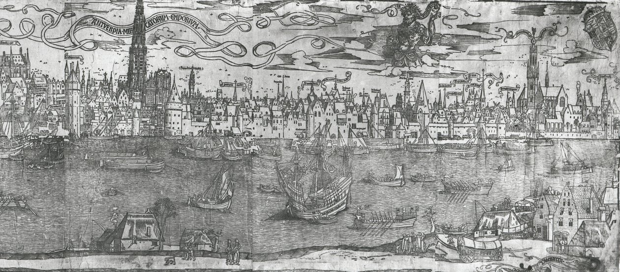 منظر لمرفأ أنتويرب ، تفاصيل القسم الأيمن ، 1515-50 بواسطة المدرسة الفلمنكية