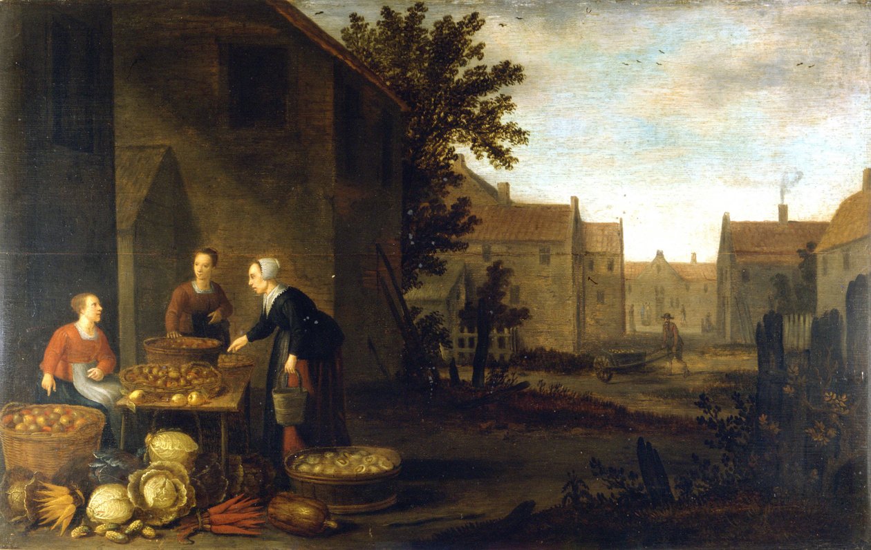 Willers Adam Willaerts (1577 - 1664) الرسام الهولندي "" Market Scene "". القرن السابع عشر متحف ديل كاستيلو. ميلان بواسطة المدرسة الفلمنكية