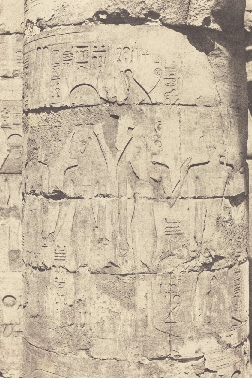 كرنك طيبة ، القصر - قاعة الأعمدة - الأعمدة المركزية - زخرفة الفوت ، 1853. بواسطة فيليكس تينارد