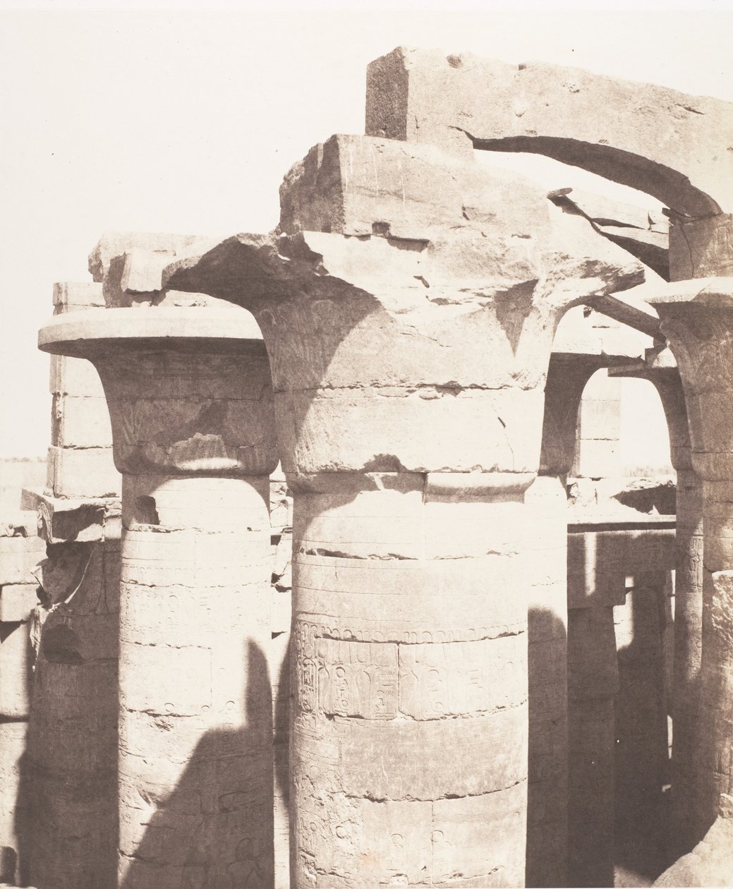 الكرنك طيبة ، القصر - قاعة الأعمدة - الأعمدة المركزية - الفصل ... ، 1851-52 ، طبعت 1853-54. بواسطة فيليكس تينارد