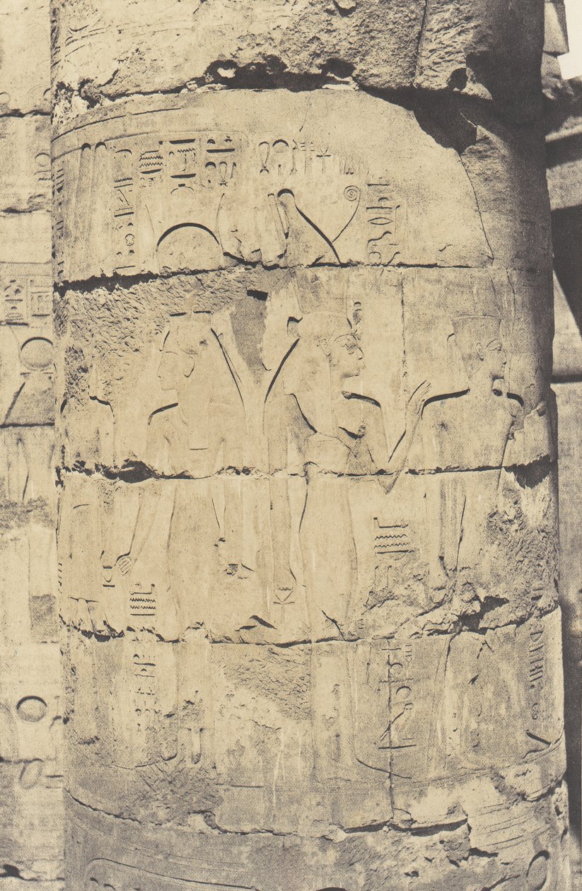 الكرنك طيبة ، القصر - قاعة الأعمدة - الأعمدة المركزية - الديكور ... ، 1851-52 ، طبعت 1853-54. بواسطة فيليكس تينارد
