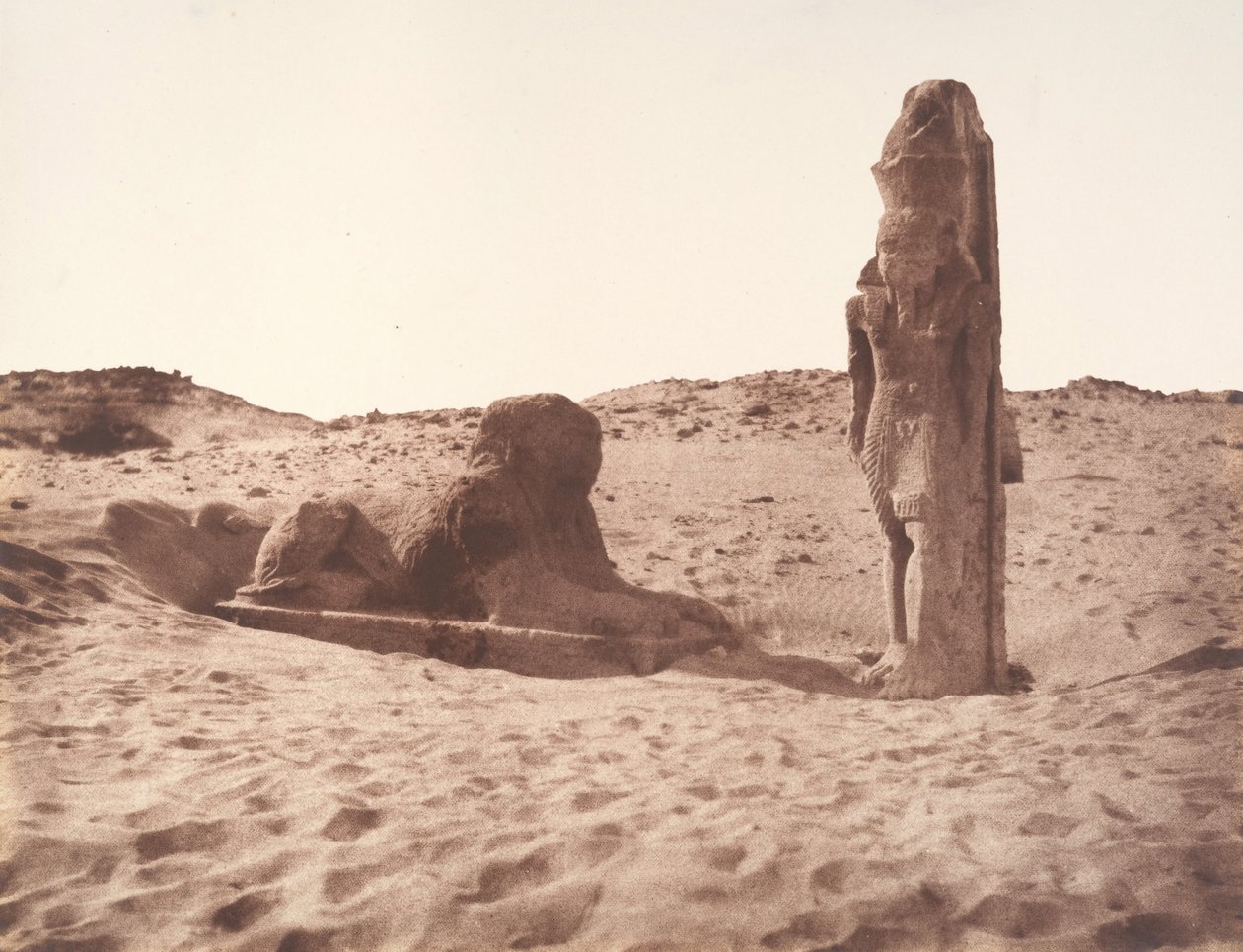 Sébouah ، المعبد ، العملاق وأبو الهول على الجانب الأيسر من الجادة ، 1851-52. بواسطة فيليكس تينارد