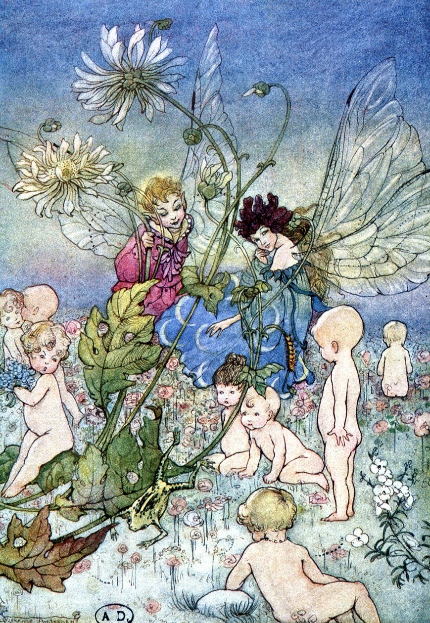 امرأة اليعسوب (الجنية) والقزم محاطان بالأطفال - في "My Fairyland" للمخرج Fiona Malcom ، مرض. فلورنس أندرسون بواسطة فلورنس أندرسون