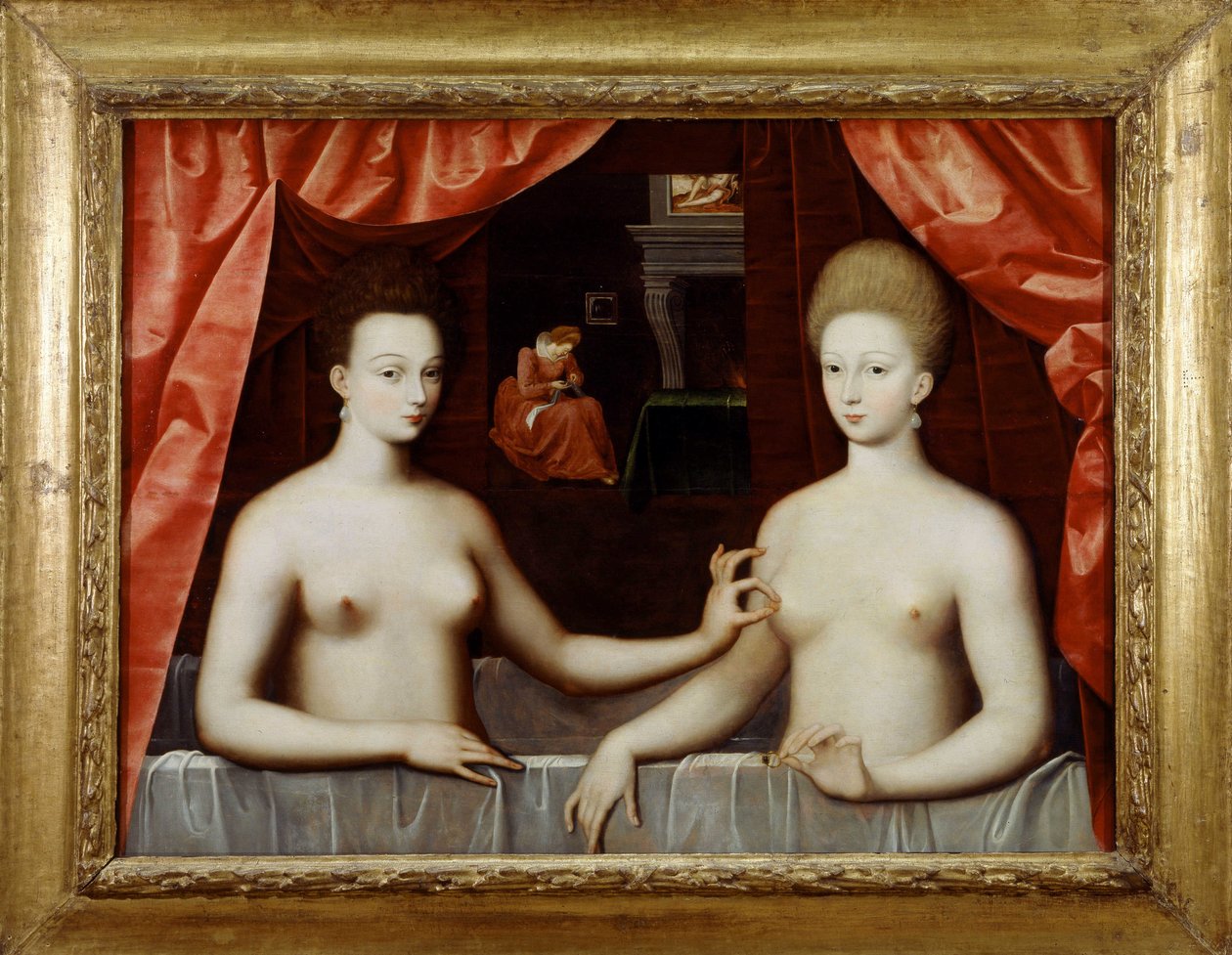 غابرييل ديستري (1573-1599) وشقيقتها دوقة فيلارز (جوليان هيبوليت أو جوليان هيبوليت) (1575-1657) - مدرسة فونتينبلو بواسطة مدرسة فونتينبلو