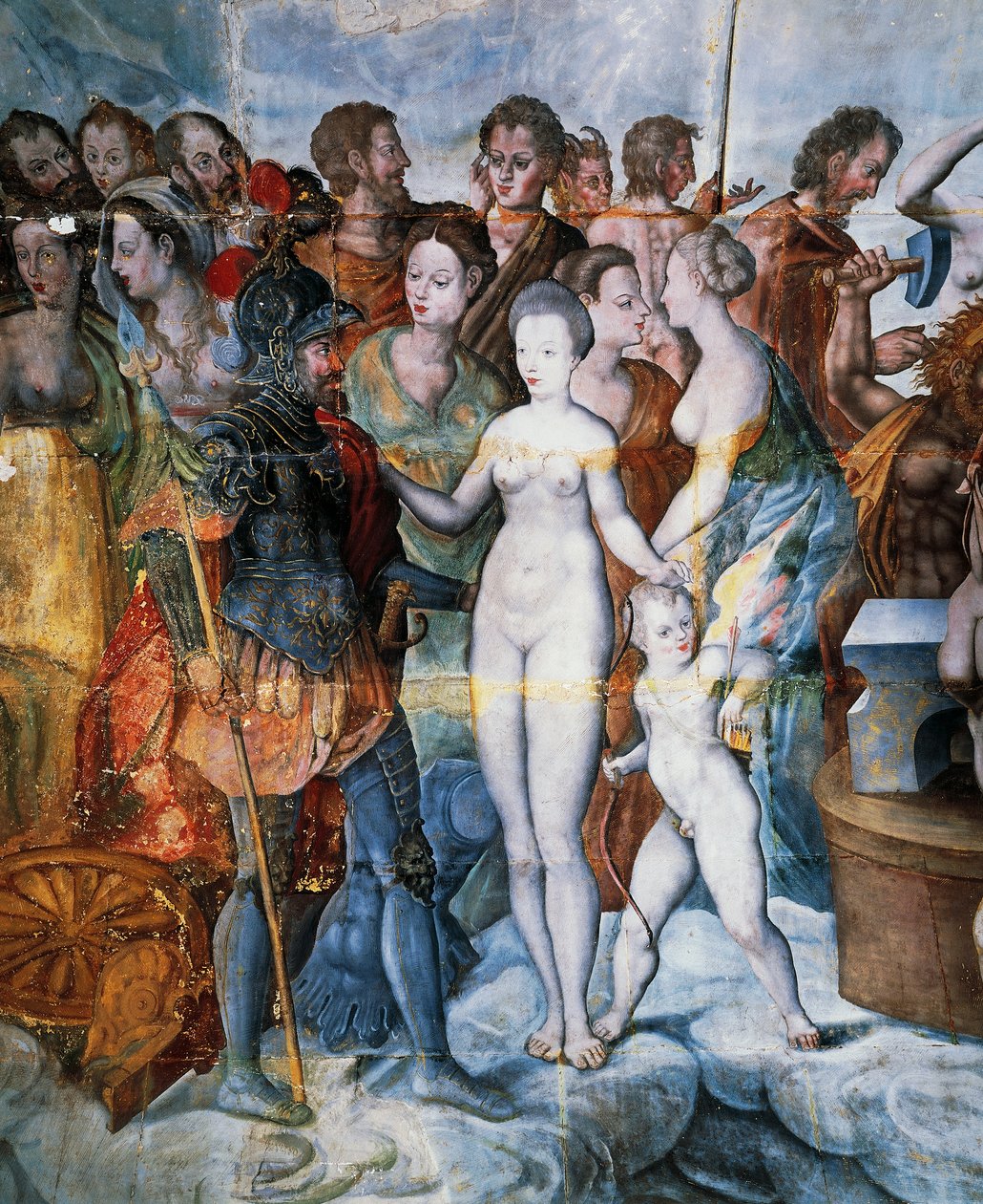 Henry II و Diane de Poitiers ، لوحات جدارية في برج مذهّب من Ligue ، مدرسة Fontainebleau ، قلعة Tanlay (القرنين السادس عشر والسابع عشر) ، بورغوندي ، فرنسا بواسطة مدرسة فونتينبلو