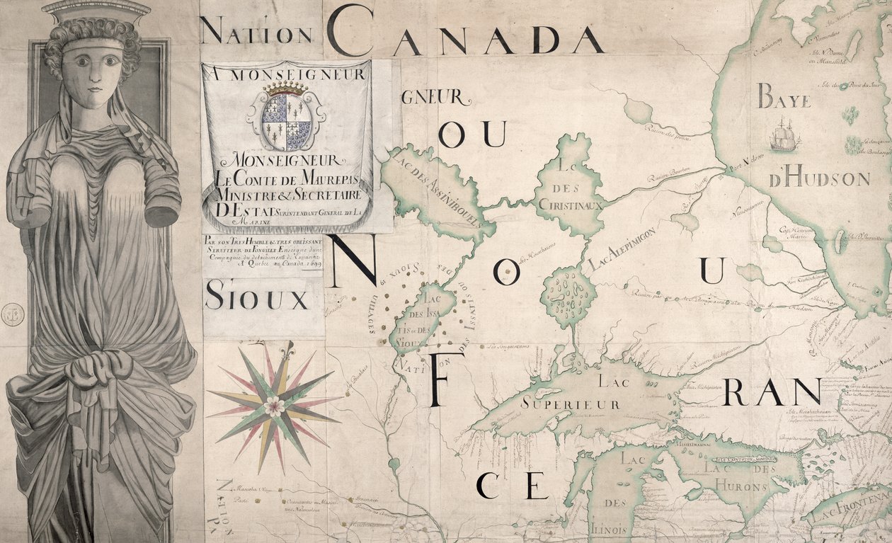 خريطة Nouvelle-France (كندا) 1699 (انظر أيضًا 159120) بواسطة فونفيل