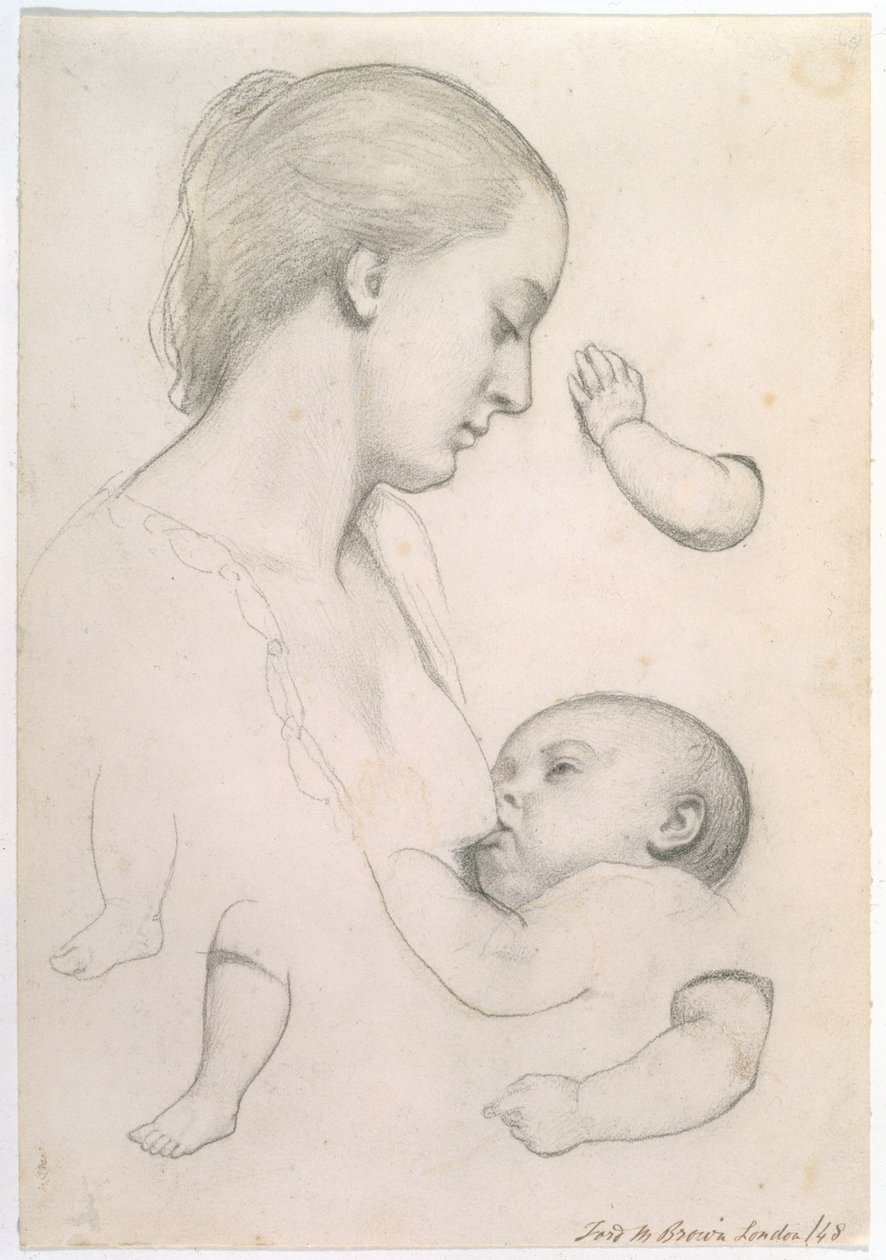 رضاع الرضع - دراسة للأم والطفل مع دراسات منفصلة للذراع والساق للطفل ، 1848 بواسطة فورد مادوكس براون