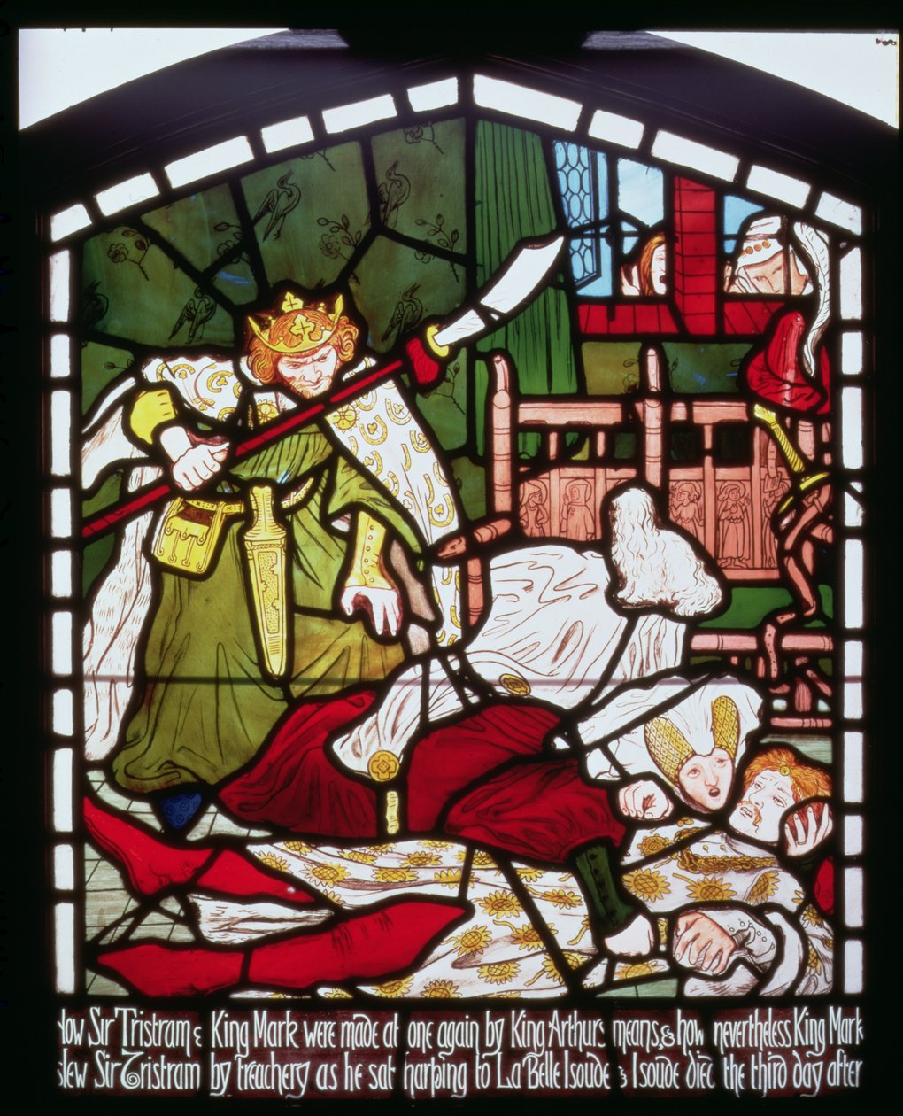 وفاة السير تريستان ، من "قصة تريستان وإيزولده" ، شركة William Morris und Co. (زجاج ملون) بواسطة فورد مادوكس براون