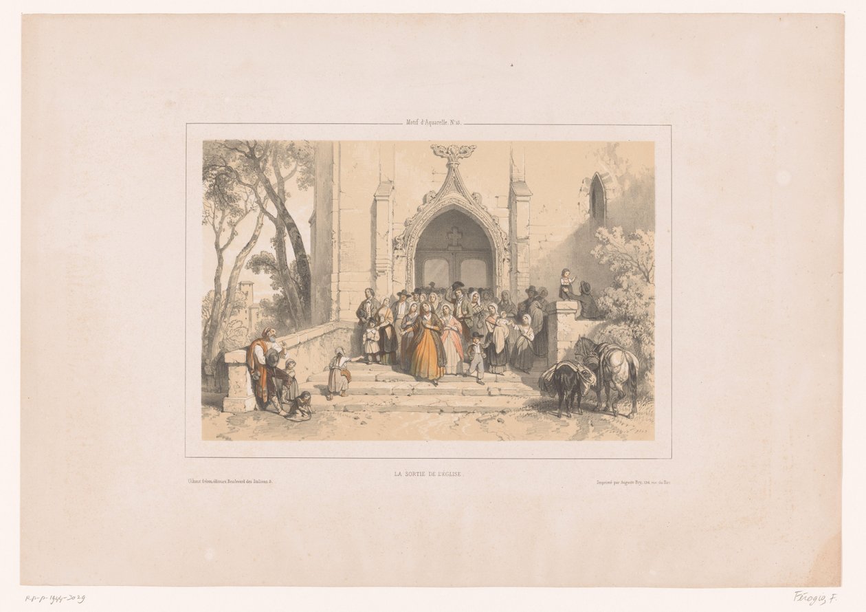 يغادر رواد الكنيسة الكنيسة بعد الخدمة La Sortie de l