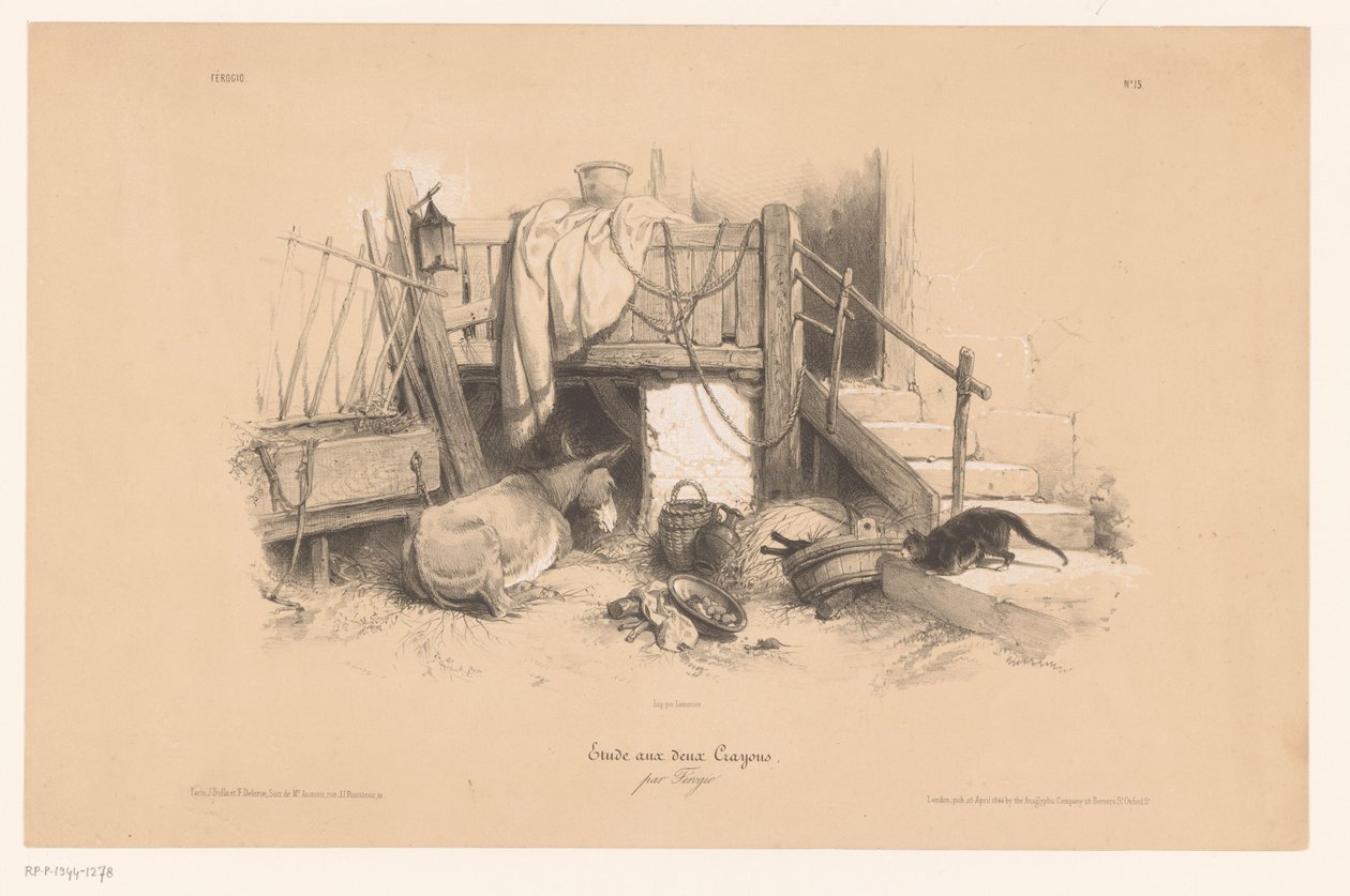 مستقر مع الحمار والقط والفأر دراسات مع نوعين من الطباشير (عنوان السلسلة) Etude aux deux crayons ، par Férogio (عنوان السلسلة على الكائن) بواسطة فورتشن فيروجيو