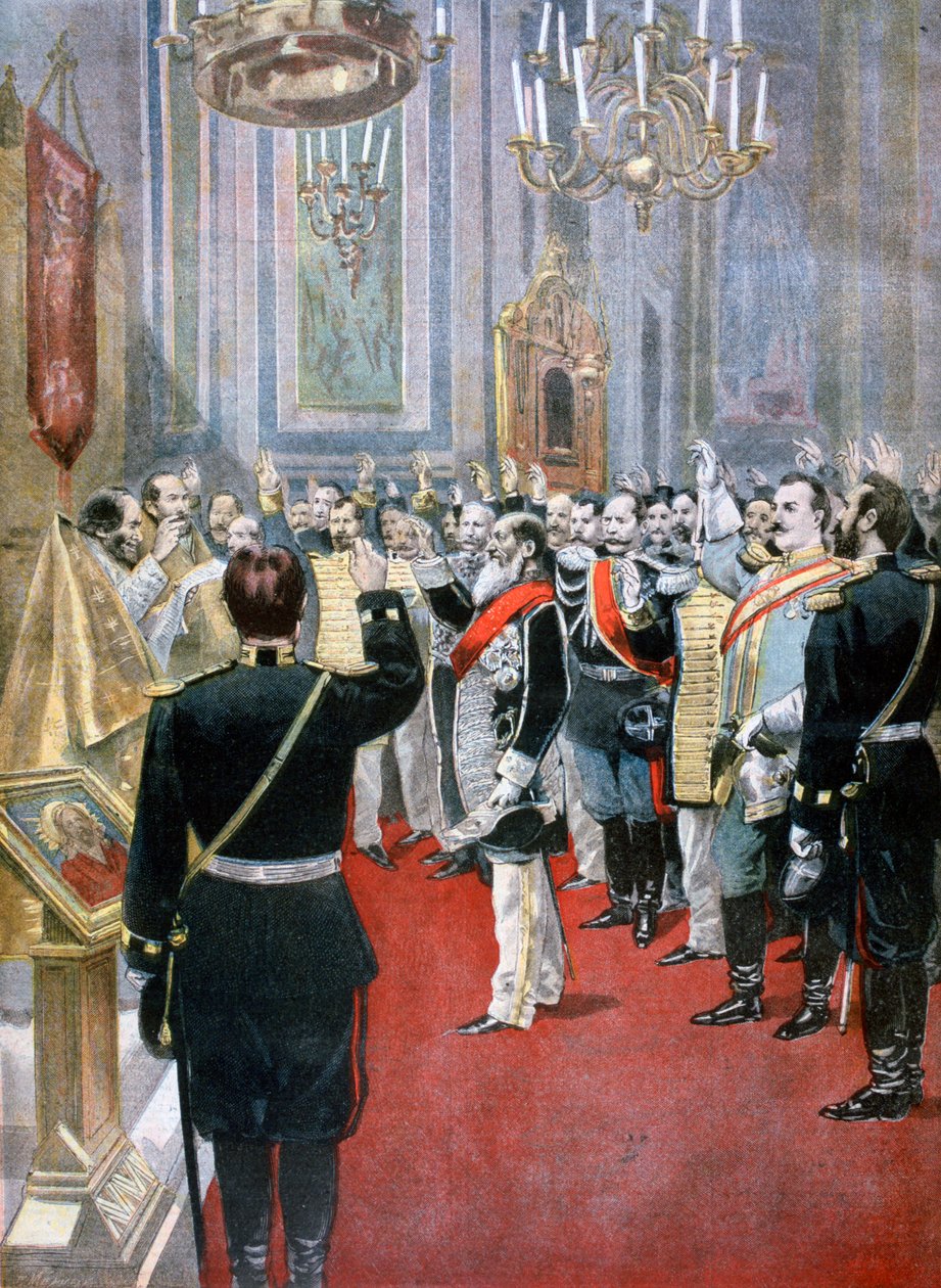 أقسم يمين الولاء للقيصر نيقولا الثاني ، الكنيسة الروسية في باريس ، 1894 بواسطة Fortuné Méaulle