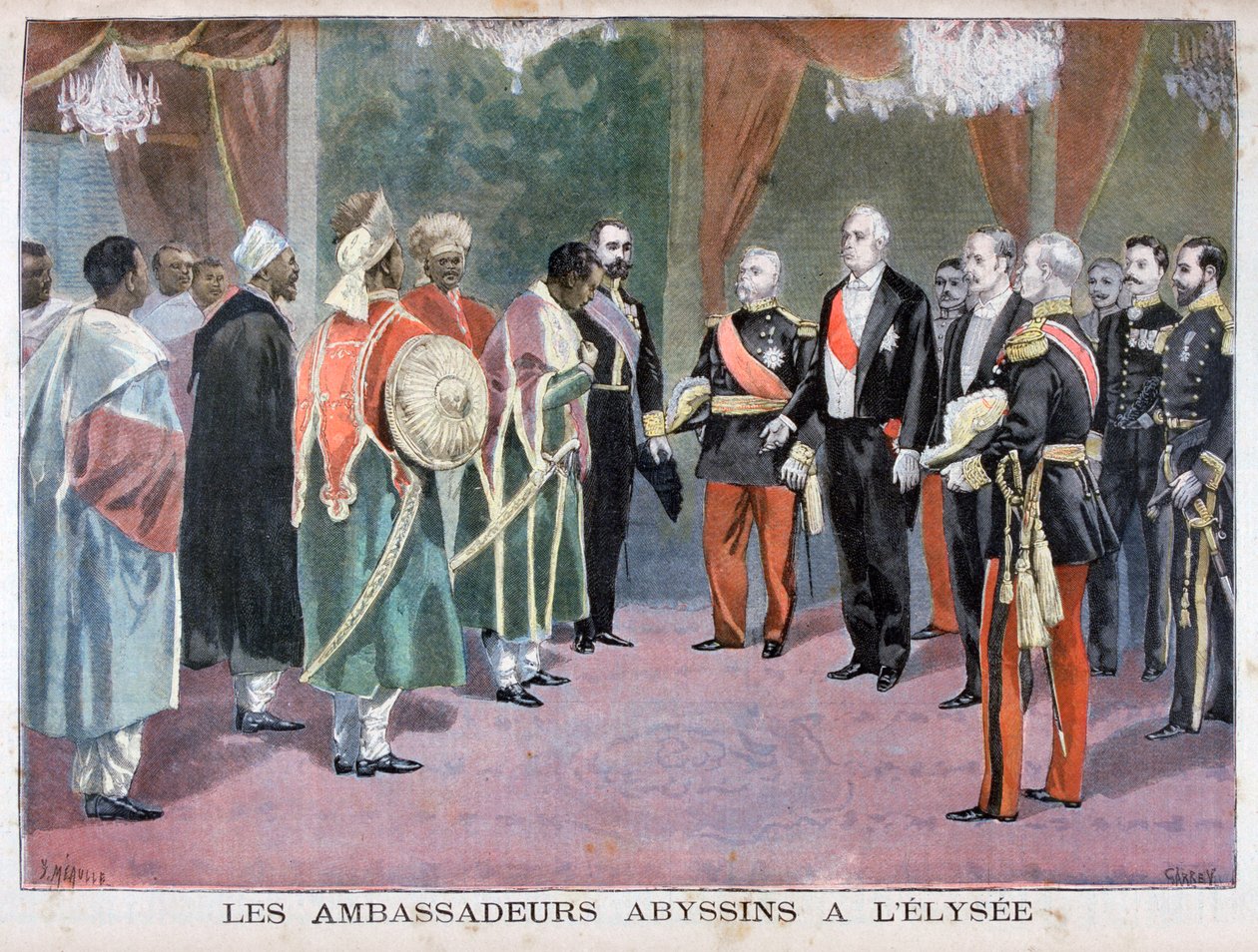 سفراء الحبشة يزورون قصر الإليزيه ، 1898 بواسطة Fortuné Méaulle
