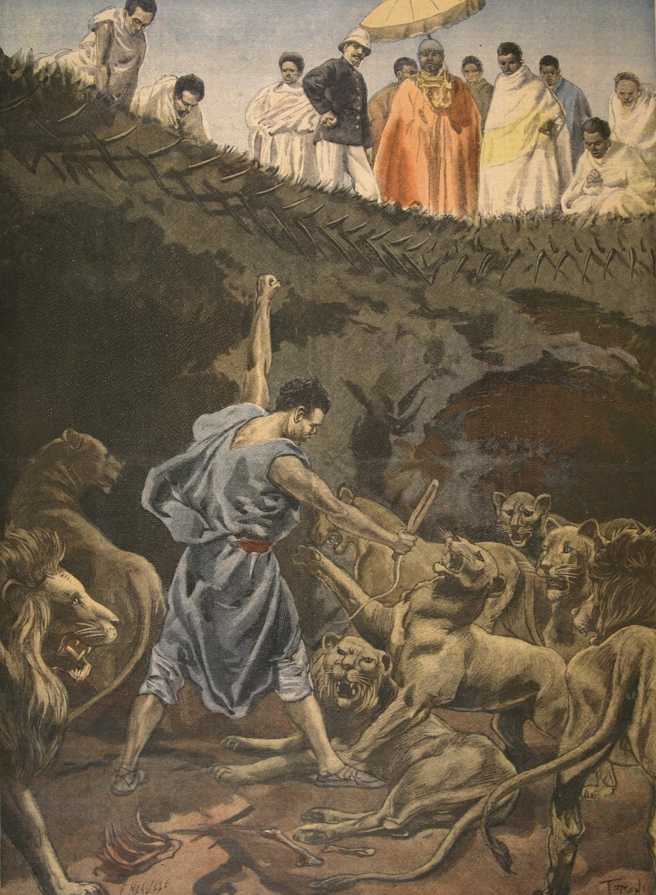 هدية منليك ، رسم توضيحي من `` Le Petit Journal: Supplement illustre &39;&39; ، 10 يوليو 1898 بواسطة فورتشن لويس ميول