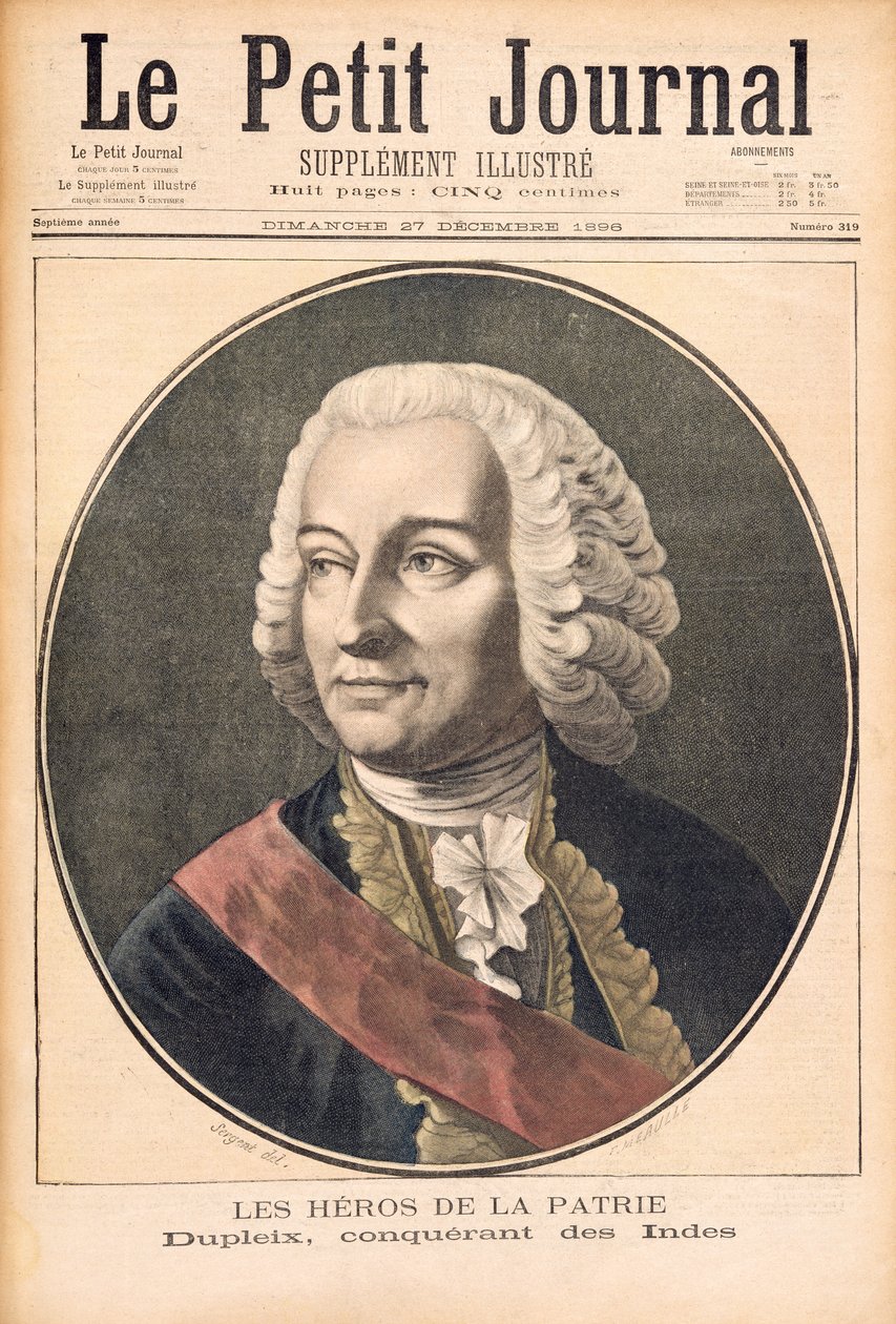 صورة لجوزيف فرانسيس دوبليكس (1697-1763) ، رسم توضيحي من "لو بيت جورنال" ، 27 ديسمبر 1896 بواسطة فورتشن لويس ميول