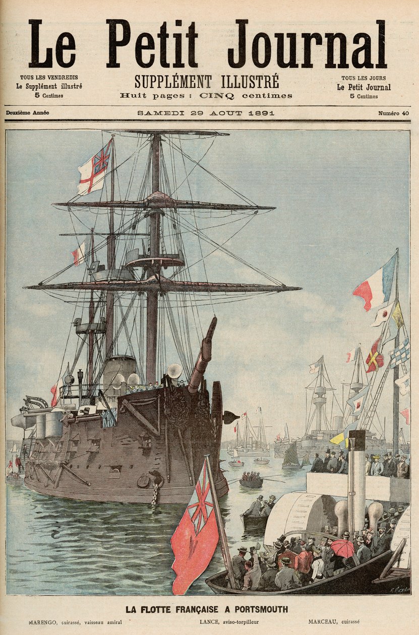 القافلة الفرنسية في بورتسموث ، من "لو بيتيت جورنال" ، 29 أغسطس 1891 بواسطة فورتشن لويس ميول