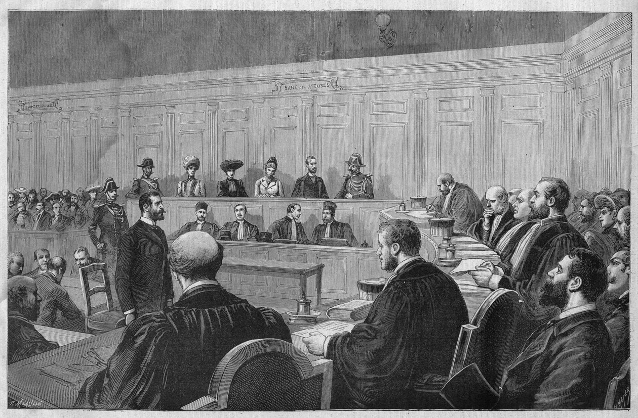فضيحة تولون في عام 1891: قضية فوروكس - جونكيريس - غرفة الجلوس ، وإيداع الشهود - نقش لميول في "Le Journal Illustrious" "عام 1891 بواسطة فورتشن لويس ميول