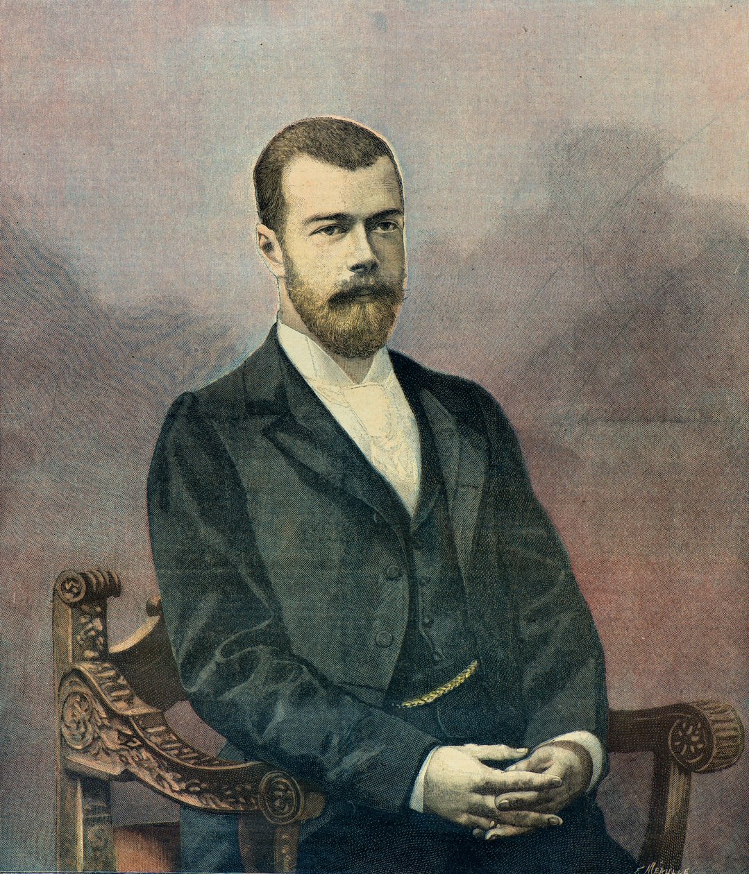 صورة للقيصر نيكولاس 2 في عام 1896 (نقش) بواسطة فورتشن لويس ميول