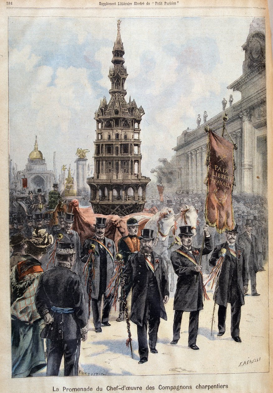 متنزه من روائع النجارين المرافقين ، نقش بواسطة Fortuné Louis Méaulle (1844–1916) ، أواخر القرن التاسع عشر (حجر ملون) بواسطة فورتشن لويس ميول