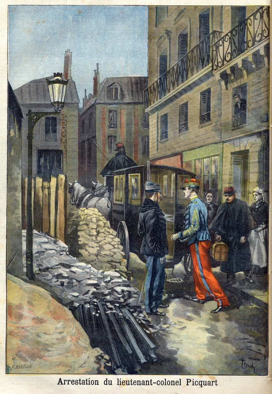 قضية دريفوس "اعتقال المقدم بيكوارت (1854-1914) في" لو بيتي جورنال "، يناير 1898 (نقش) بواسطة فورتشن لويس ميول