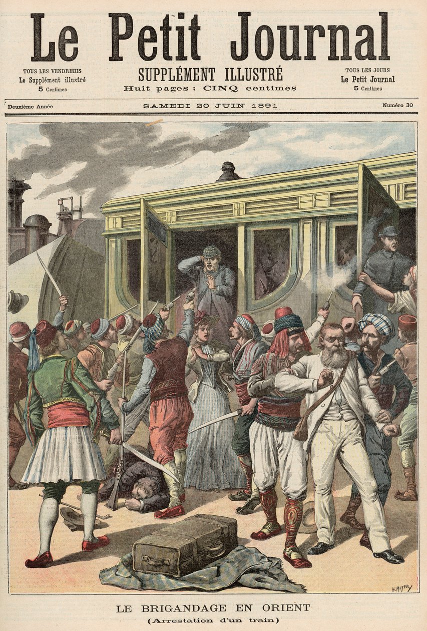 قطاع الطرق في الشرق: اعتقالات على القطار ، من لو بيتيت جورنال ، 20 يونيو 1891 بواسطة فورتشن لويس ميول وهنري ماير