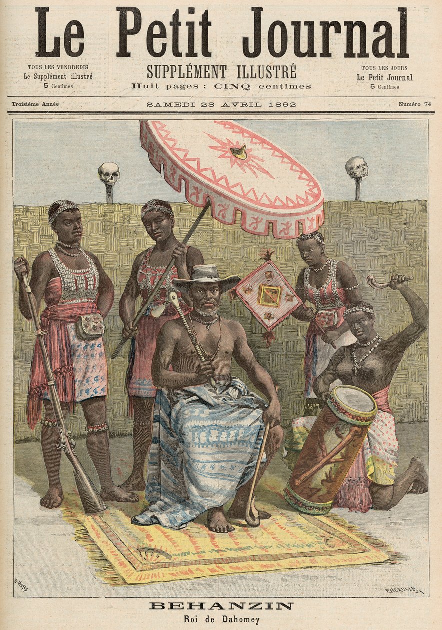 بهانزين (1844-1906) ملك داهومي ، من "لو بيتيت جورنال" ، 23 أبريل 1892 بواسطة فورتشن لويس ميول وهنري ماير
