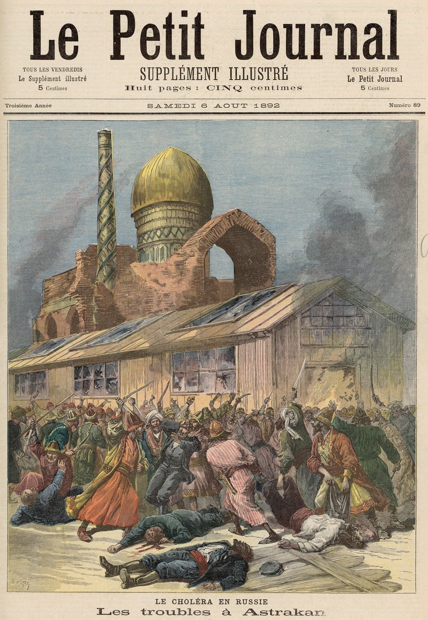 الكوليرا في روسيا: المشاكل في أستراخان ، من `` Le Petit Journal &39;&39; ، 6 أغسطس 1892 بواسطة فورتشن لويس ميول وهنري ماير