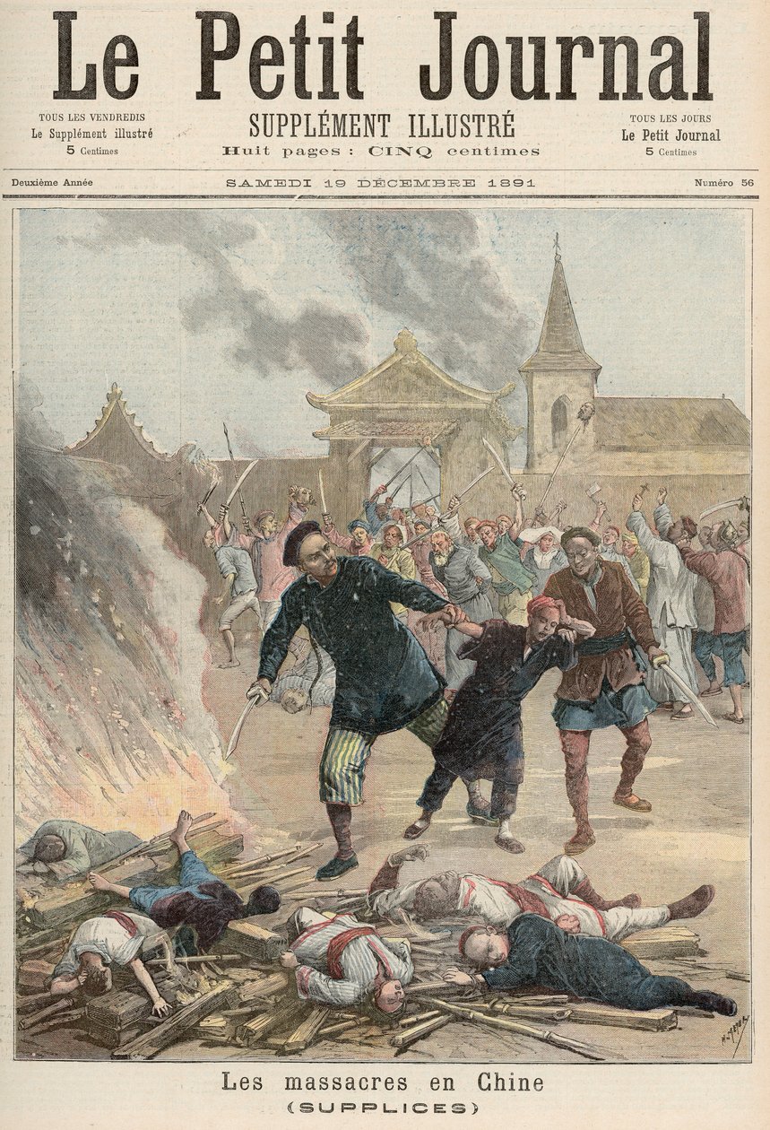 مذبحة في الصين ، من "لو بيتيت جورنال" ، 19 ديسمبر 1891 (لون ليثو) بواسطة فورتشن لويس ميول وهنري ماير