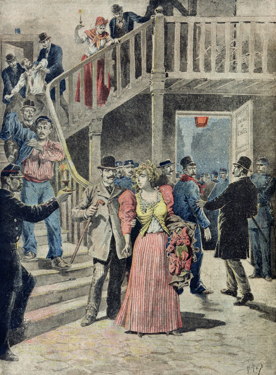 القبض على البغايا في الفنادق الباريسية ، من "لو بيتيت جورنال" ، 4 أغسطس 1895 بواسطة فورتشن لويس ميول وهنري ماير