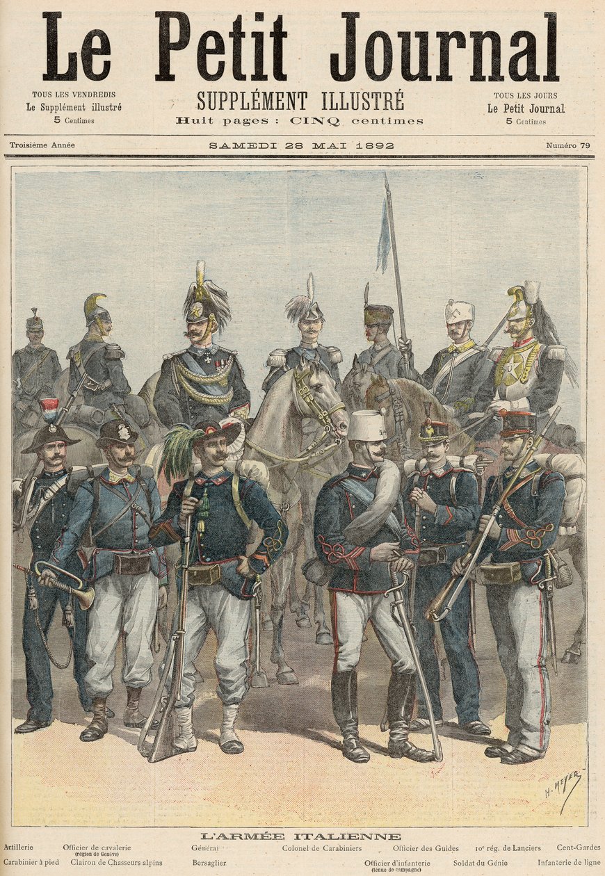 الجيش الإيطالي ، من "لو بيتيت جورنال" ، 28 مايو 1892 (لون ليثو) بواسطة فورتشن لويس ميول وهنري ماير