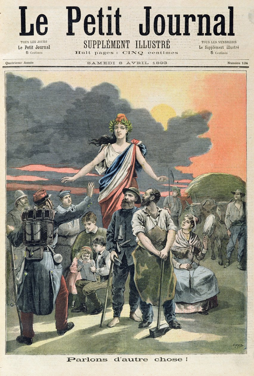 قضية بنما ، من الصفحة الأولى للملحق المصور لـ &39;Le Petit Journal&39; ، 8 أبريل 1893 (لون ليثو) بواسطة فورتشن لويس ميول وهنري ماير