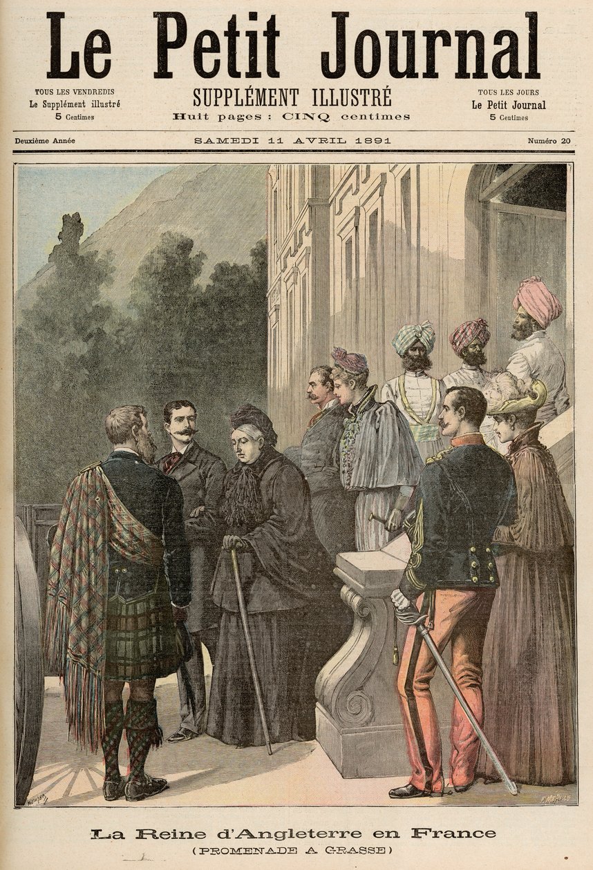 ملكة إنجلترا في فرنسا: A Walk in Grasse ، من `` Le Petit Journal &39;&39; ، 11 أبريل 1891 بواسطة فورتشن لويس ميول وهنري ماير