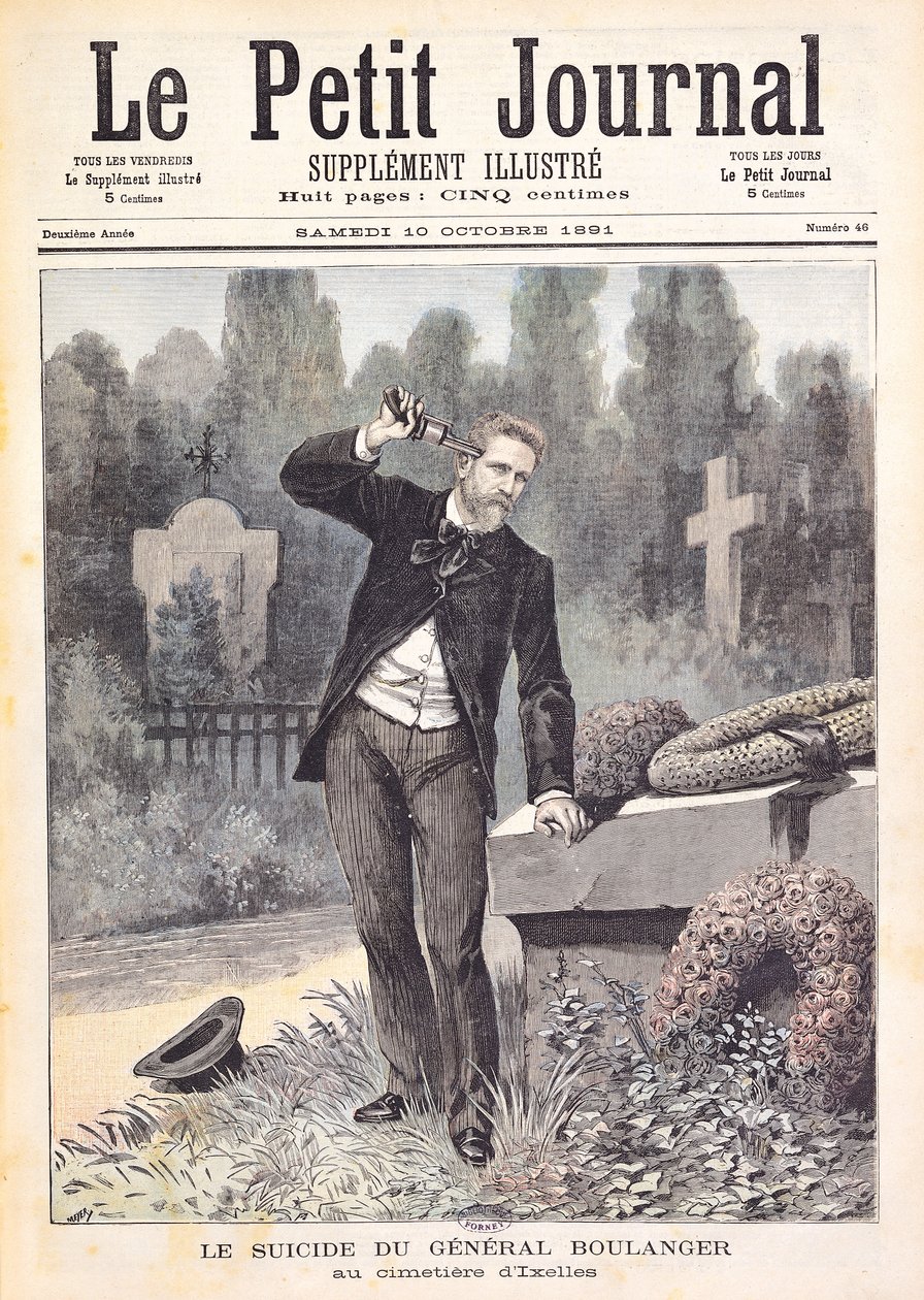 انتحار الجنرال جورج إرنست بولانغر (1837-1891) في مقبرة إكسل ، من "لو بيتيت جورنال" ، 10 أكتوبر 1891 بواسطة فورتشن لويس ميول وهنري ماير