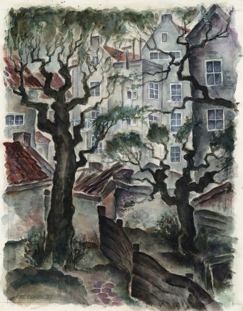 Fré Cohen 1939 رسم Nieuwe Herengracht العودة للمنازل بواسطة فريه كوهين