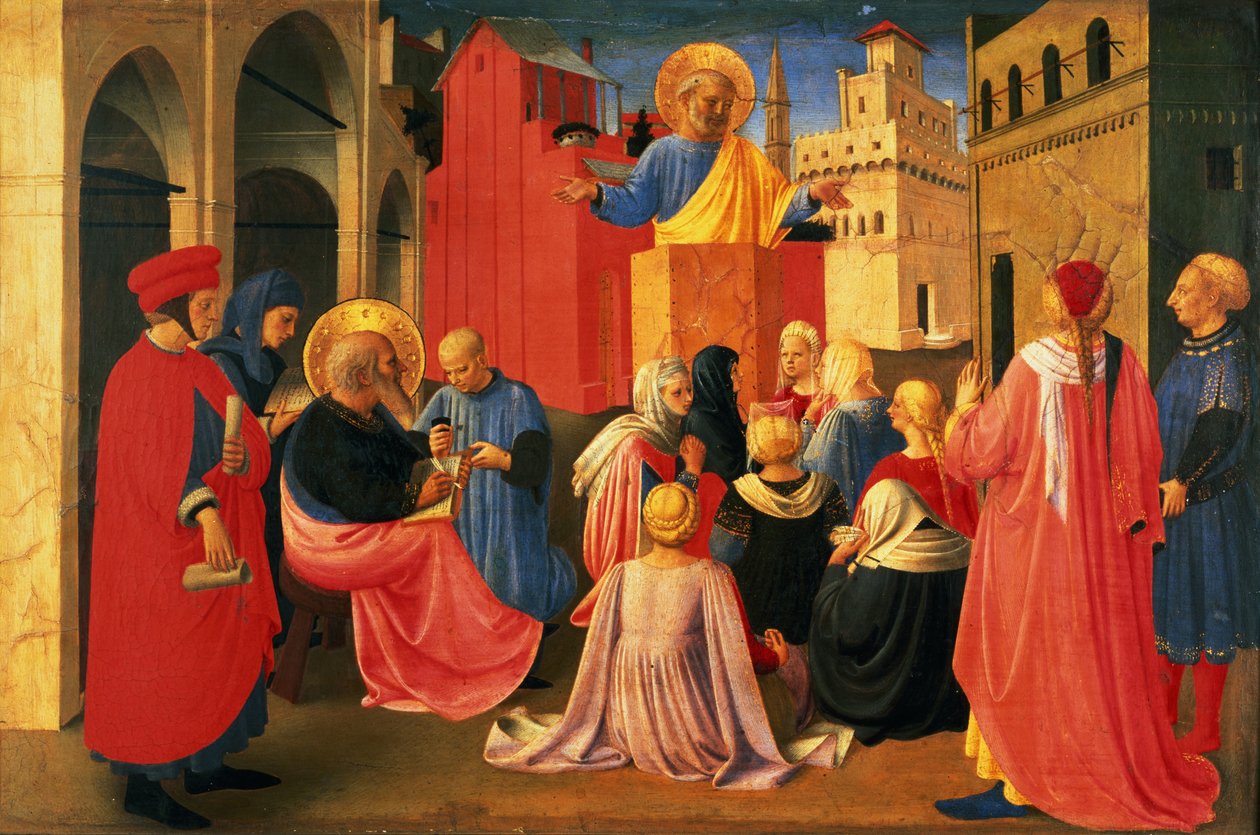 التفاصيل من Linaiuoli Triptych ، predella تظهر القديس بطرس الوعظ ، 1433 (درجة الحرارة على اللوحة) بواسطة فرا انجيليكو
